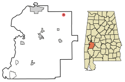 Location of Faunsdale in Marengo County, Alabama.