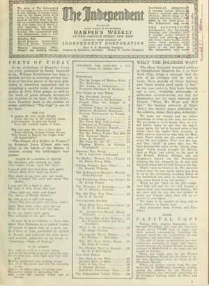 Masthead and table of contents of The Independent (New York) January 4, 1919.tiff