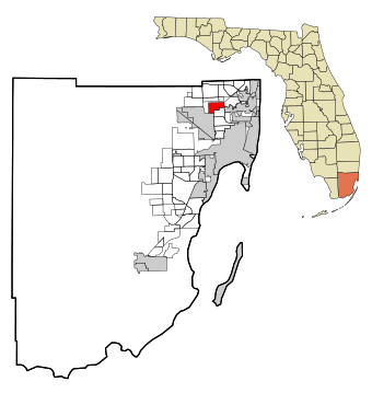 Miami-Dade County Florida Incorporated and Unincorporated areas Opa-locka Highlighted.svg
