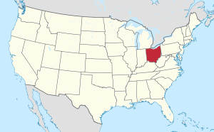 Location of Ohio in the United States