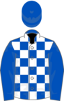 Royal Blue and White check, Royal Blue sleeves and cap