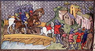 Passage de la Seine par armee anglaise et pillage Vitry XIVe siecle