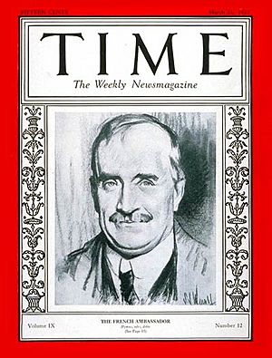 Paul Claudel on TIME Magazine, March 21, 1927
