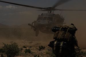 Pave Hawk helicopter landing, Playas Training and Research Center, 20100421