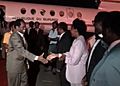 President Ndadaye shaking hands with Prime Minister Kinigi at Bujumbura airport