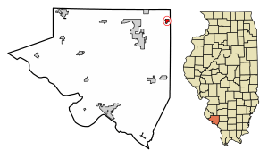 Location of Coulterville in Randolph County, Illinois.