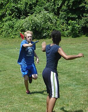 Relay race baton pass