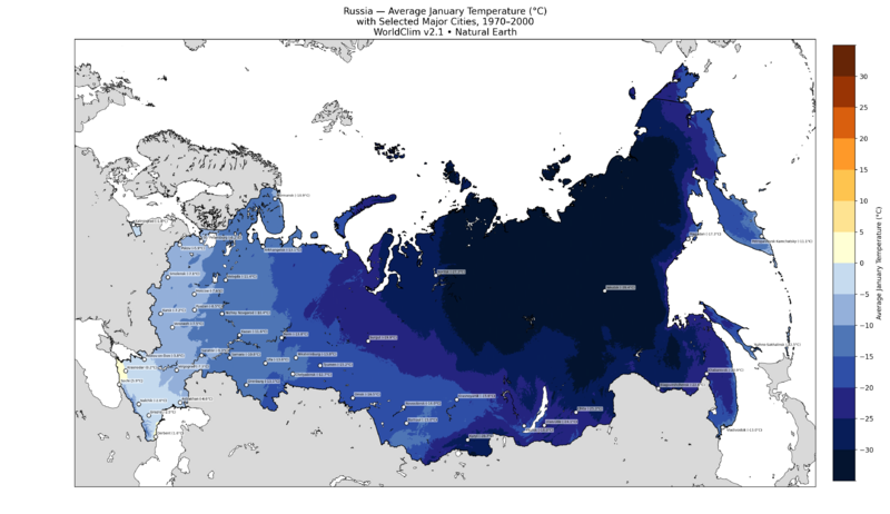 Russia Average January Temperature