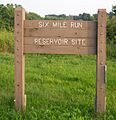 Six Mile Run Reservoir sign (2006)