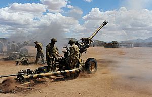 Soldier from 4 RIFLES Fire 105mm Artillery on Exercise in Kenya MOD 45152934