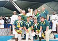 South African team with World cup trophy 2014