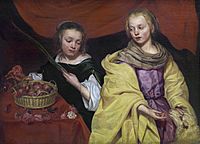 Two girls as Saint Agnes and Saint Dorothea, by Michaelina Wautier