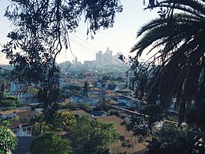 View of Lincoln Heights and Downtown Los Angeles from the Repetto Hills