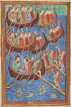 Viking invasion (Pierpont Morgan Library MS M.736, folio 9v) crop