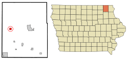 Location of Ridgeway, Iowa