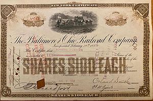 1894 B&O Railroad Stock Certificate signed by Orland Smith