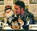 Alex Hirsch and Grunkle Stan puppet at San Diego Comic-Con International 2013