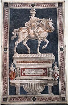 Andrea del castagno, Monumento equestre di Niccolò da Tolentino, 1456, 01