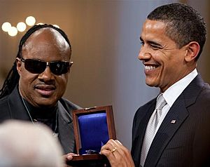 Barack Obama presents Stevie Wonder with Gershwin Award crop