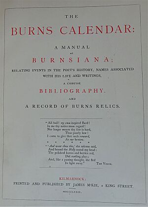 Burns Calendar. James McKie. 1874