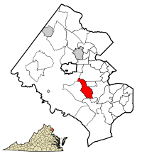 Location of West Springfield in Fairfax County, Virginia