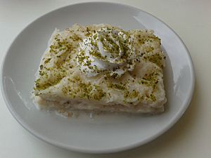 Güllaç with whipped cream