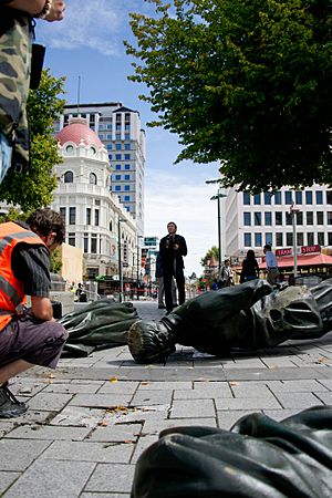 Godley Statue toppled