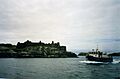 Inishbofin mail boat, Dun Aengus at sea, August 1994 - Flickr - sludgegulper