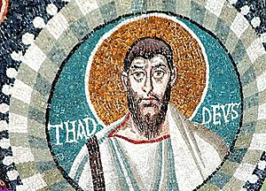 Jude Thaddaeus the Apostle. Detail of the mosaic in the Basilica of San Vitale. Ravena, Italy