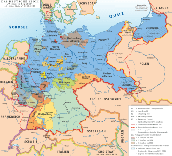 German states in 1920s (Free State of Prussia with its provinces shown in blue)