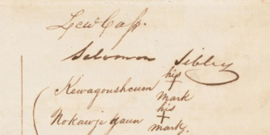 Keewaycooshcum's signature on the 1821 Treaty of Chicago