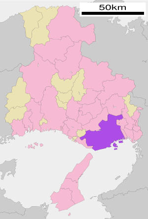 Location of Kobe in Hyōgo Prefecture