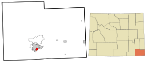 Location in Laramie County and the state of Wyoming.