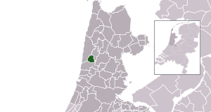 Highlighted position of Heiloo in a municipal map of North Holland