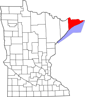 Map of Minnesota highlighting Cook County