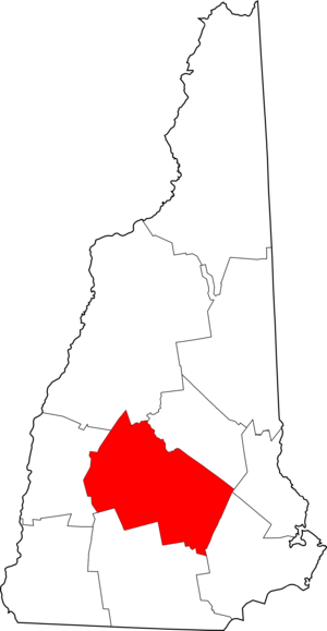 Map of New Hampshire highlighting Merrimack County