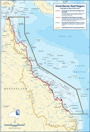 Map of The Great Barrier Reef Region, World Heritage Area and Marine Park, 2014