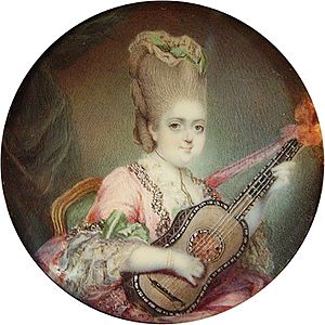 Marie Clotilde of France (Madame Clotilde) with a guitar after François Hubert Drouais