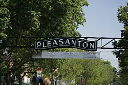 Pleasanton sign on Main Street