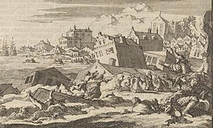Port Royal earthquake 1692 by Jan Luyken and Pieter van der Aa