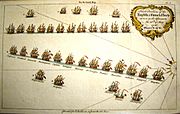 Position des flottes francaises et anglaises bataille de Minorque 1756