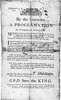 Proclamation Governor Thomas Hutchinson Province of Massachusetts Bay