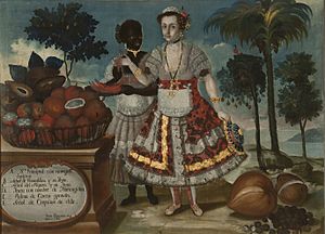 Retrato de una señora principal con su negra esclava por Vicente Albán