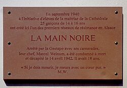 Strasbourg Collège Saint Étienne plaque Marcel Weinum Main Noire