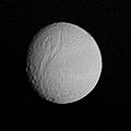 Tethys photographed by Voyager 1 from 1.2 million km