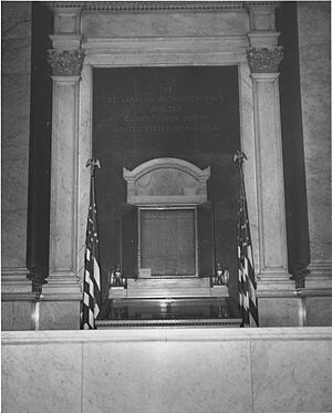 The Declaration of Independence and The Constitution on Display in the Library of Congress Prior to the Removal to the National Archives (35140937496)
