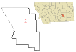 Location of Hysham, Montana