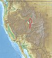 USA Region West relief Wasatch Range location map