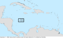 Map of the change to the United States in the Caribbean Sea on December 11, 1868
