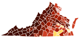 Map of racial plurality in Virginia by county as of the 2020 U.S. census